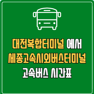 대전복합터미널에서 세종고속시외버스터미널 고속버스 시간표 요금 예매