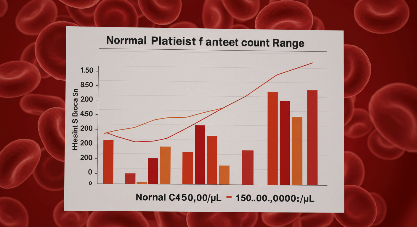 혈소판 정상수치는 일반적으로 15만~45만/&mu;L입니다.