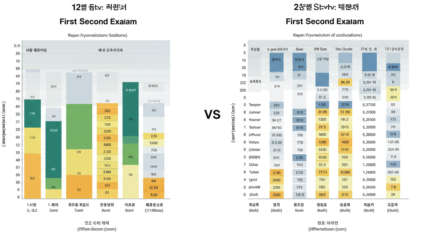 &lsquo;1차와 2차 시험 구조를 비교한 다이어그램&rsquo;. 시험 흐름을 시각적으로 보여주는 이미지