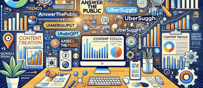 콘텐츠 주제를 찾는 다양한 도구들을 표현한 시각적 자료