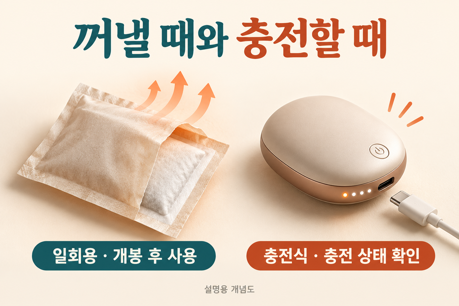 개봉해 사용하는 일회용과 충전 상태를 확인하는 충전식의 차이