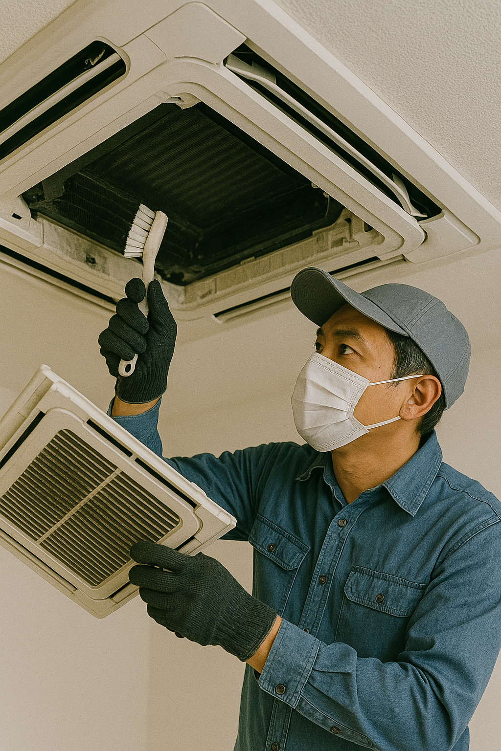 천장형 에어컨 청소