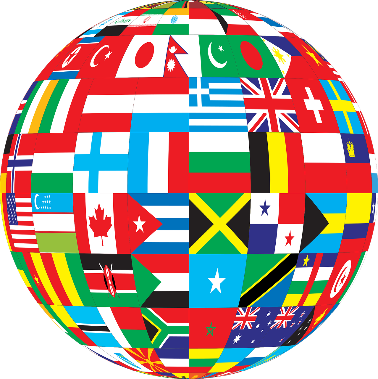 글로벌한 지구 국기 사진