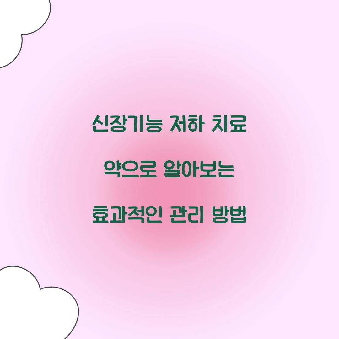 신장기능 저하 치료 약
