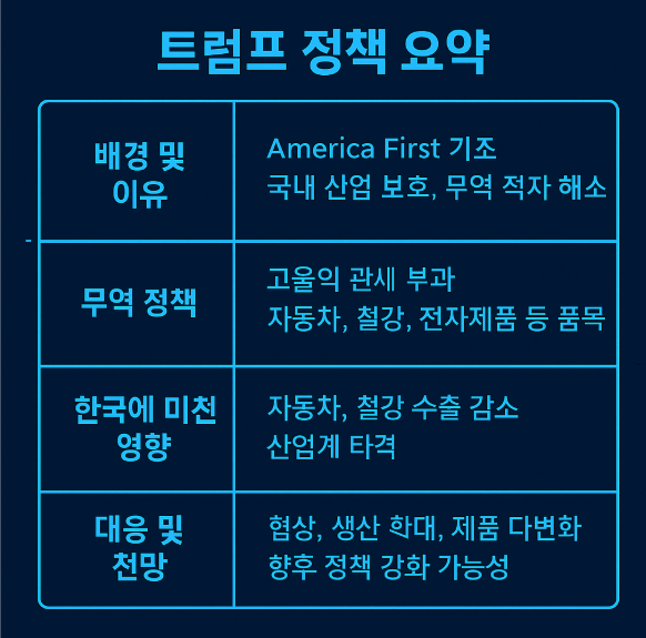 트럼프 정책 요약표