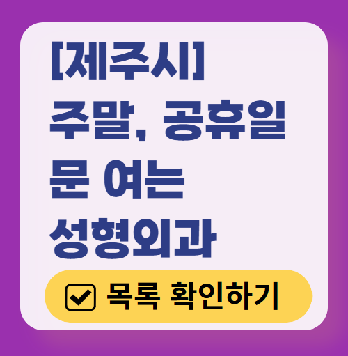 제주시 주말 문 여는 성형외과 병원 추천 리스트 ❘ 토요일, 일요일, 공휴일 진료 목록(쌍꺼풀, 눈재수술, 리프팅, 보톡스 잘하는 곳은?)