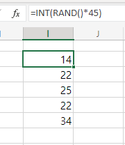 엑셀 랜덤한 정수 범위 지정