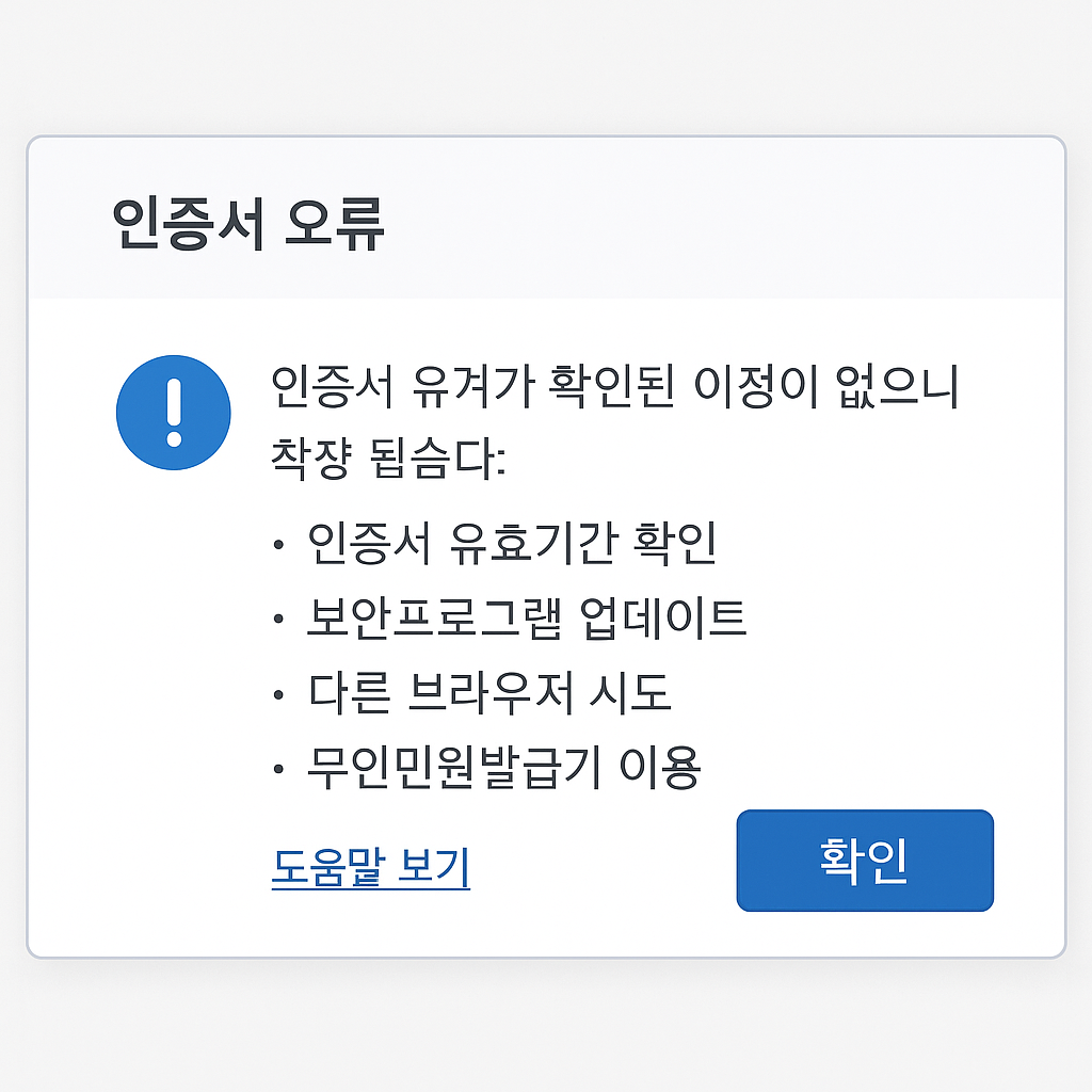 건축물대장 인증서 오류