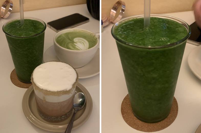 유자 케일주스, 녹차라테, 살구티 런던 포그