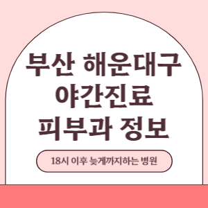 부산 해운대구 야간진료 피부과 병원 (18시 이후 늦게까지하는 병원)