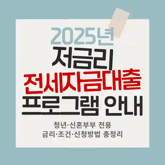 2025년 청년·신혼부부 전용 저금리 전세자금대출 프로그램 안내 이미지