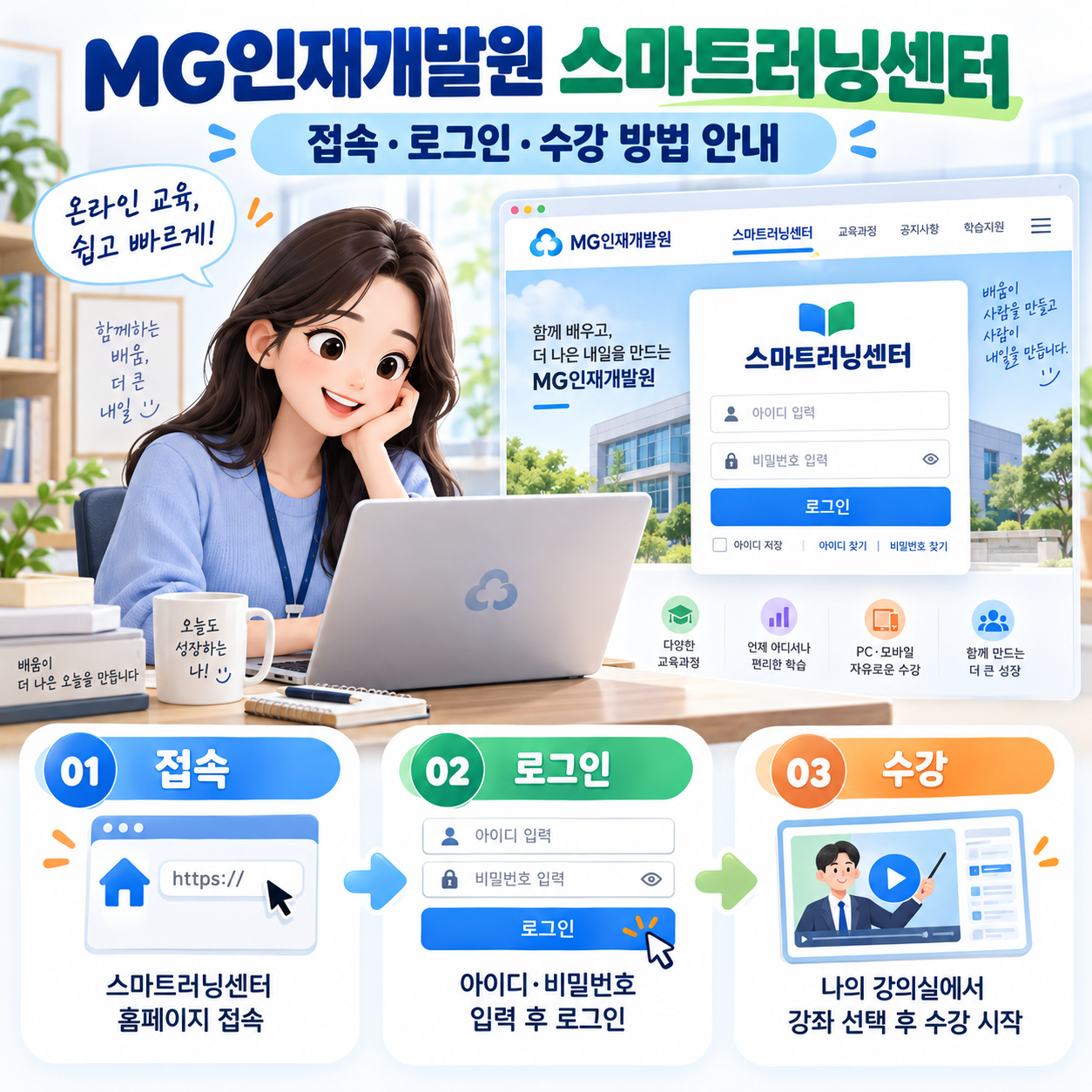 MG인재개발원 스마트러닝센터 접속&middot;로그인&middot;수강 방법 안내