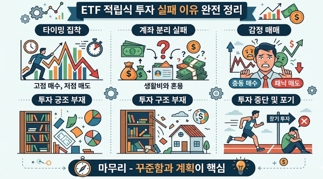 ETF, 투자 실패, 타이밍, 감정 매매, 계좌 분리 실패, ETF 투자 실패 이유