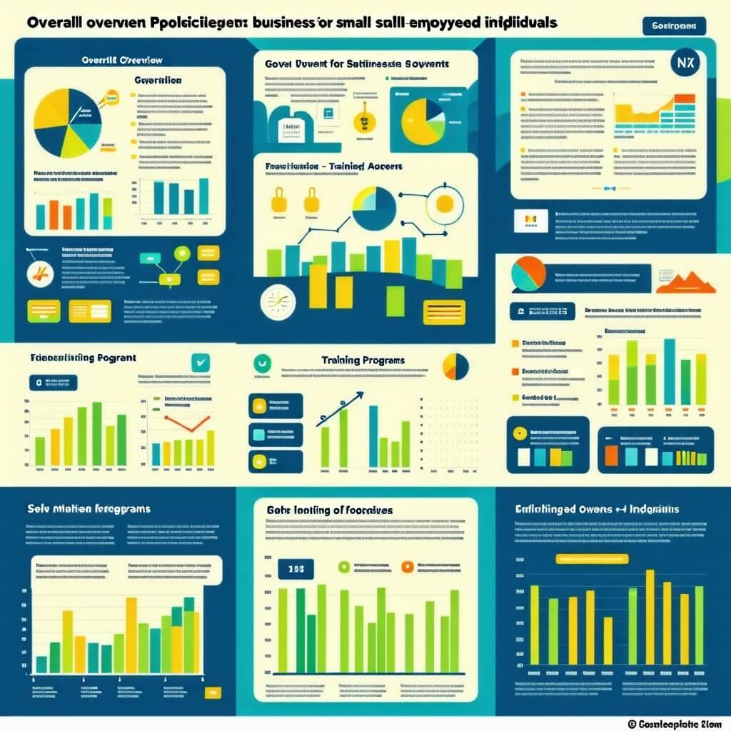 소상공인 자영업자를 위한 정부 정책의 전반적인 개요를 보여주는 인포그래픽