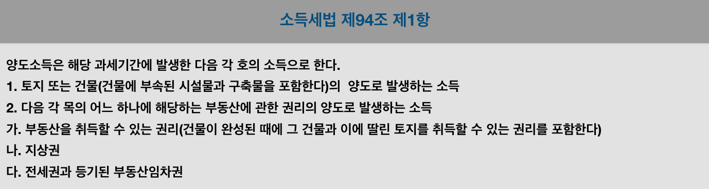 양도소득세 소득세법 제94조 제1항