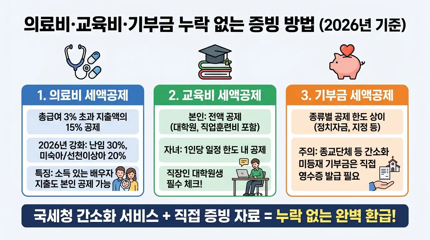 의료비&middot;교육비&middot;기부금 누락 없는 증빙 방법