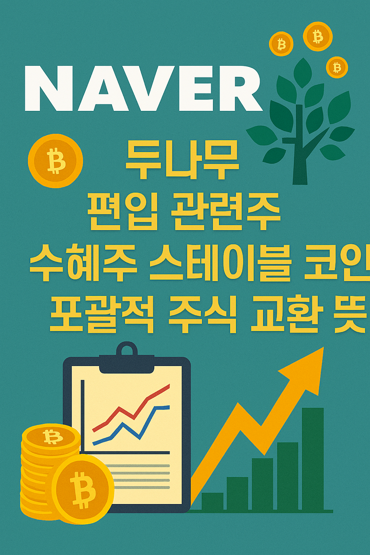 네이버, 두나무 편입 일정, 관련주, 수혜주, 스테이블 코인 전망, 포괄적 주식 교환 뜻
