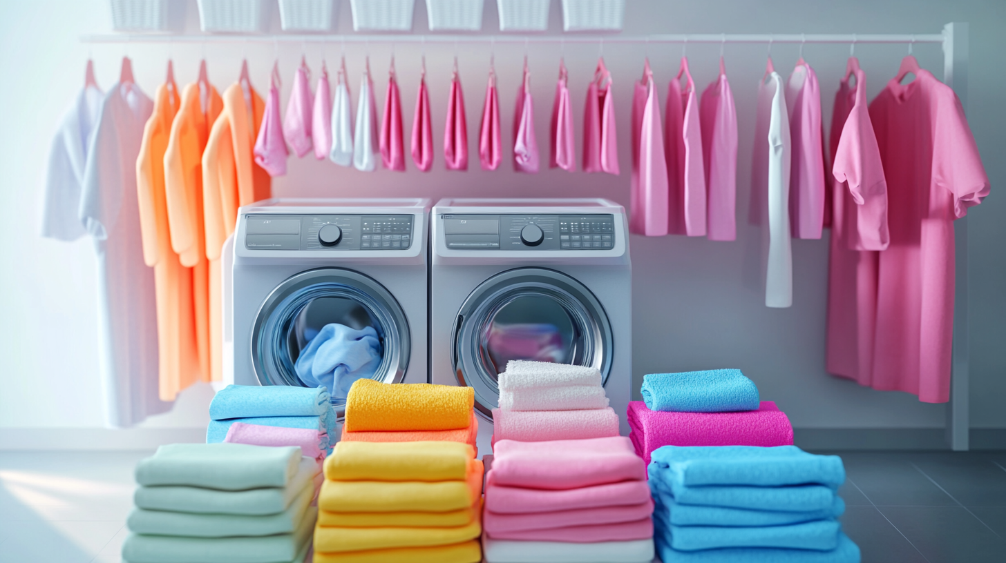 세탁을 위해 색상과 재료별로 정리된 다양한 세탁물의 이미지
