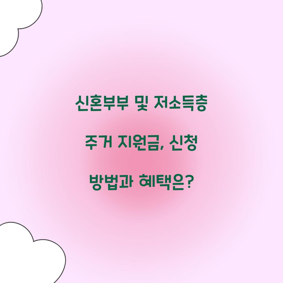 신혼부부 및 저소득층 주거 지원금