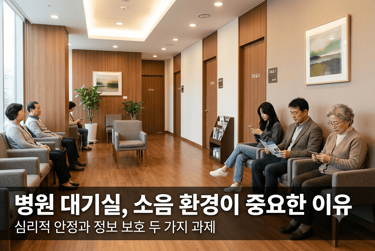병원 대기실에서 환자들이 차분하게 기다리는 모습