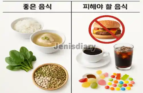 산후 식단 가이드 비교 이미지