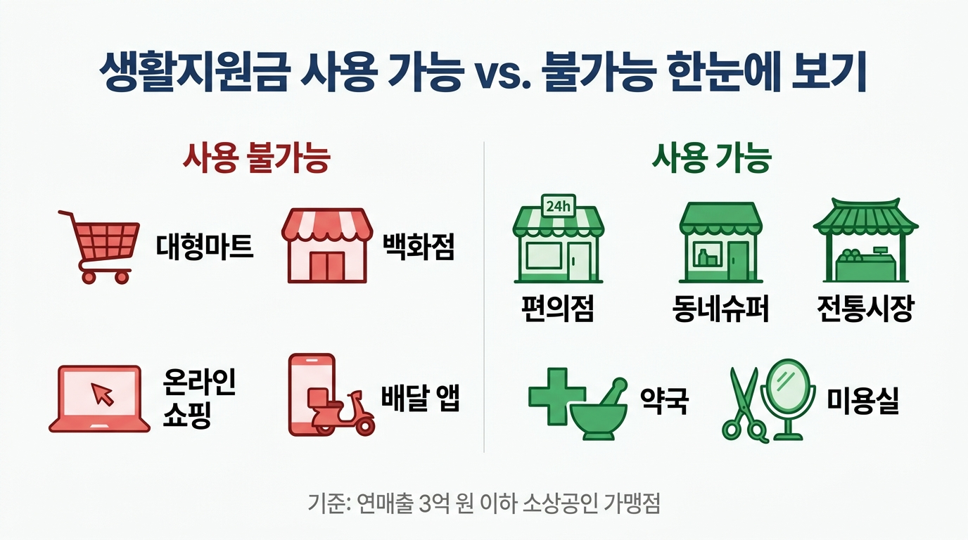 백화점&middot;면세점&middot;온라인쇼핑몰, 사용 가능 vs 불가 비교