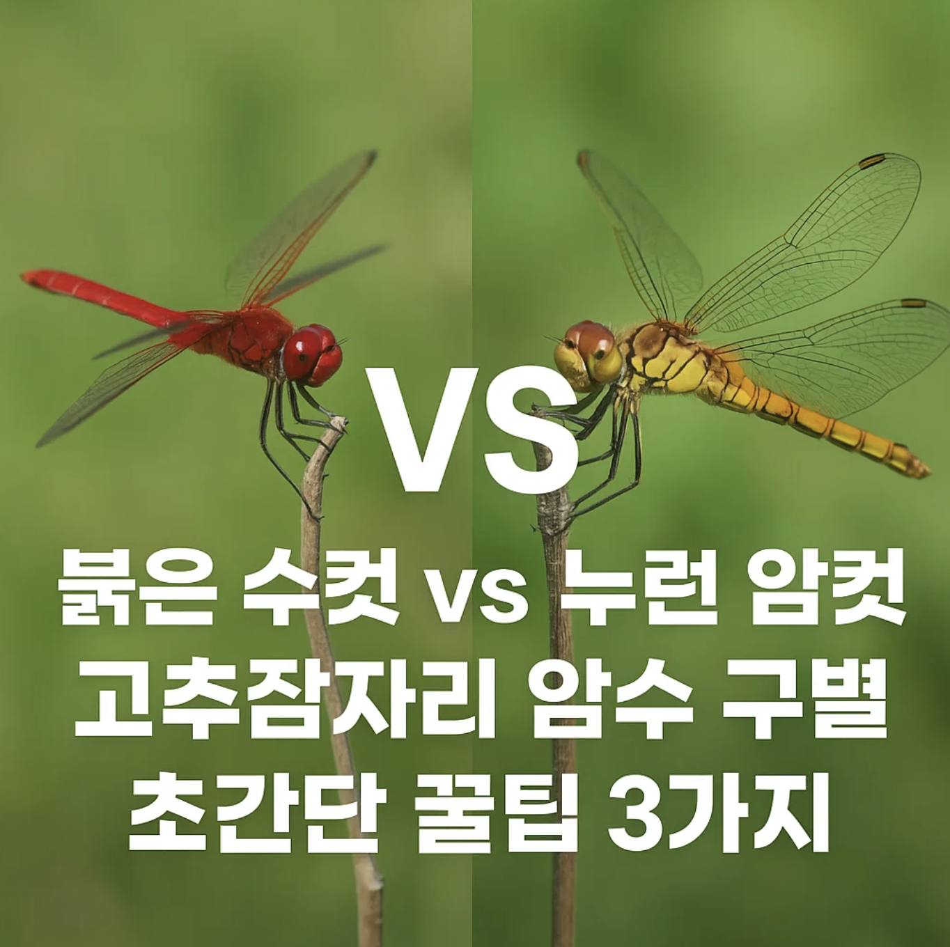 붉은 수컷 vs 누런 암컷, 고추잠자리 암수 구별 초간단 꿀팁 3가지