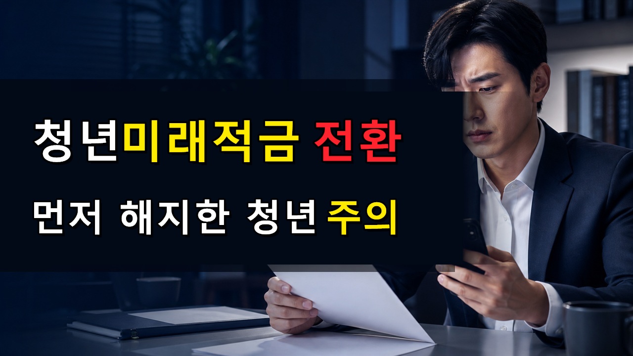 청년도약계좌 먼저 해지한 사람은? 청년미래적금 전환 전 주의점 관련 핵심 정보를 상징적으로 보여주는 썸네일 이미지