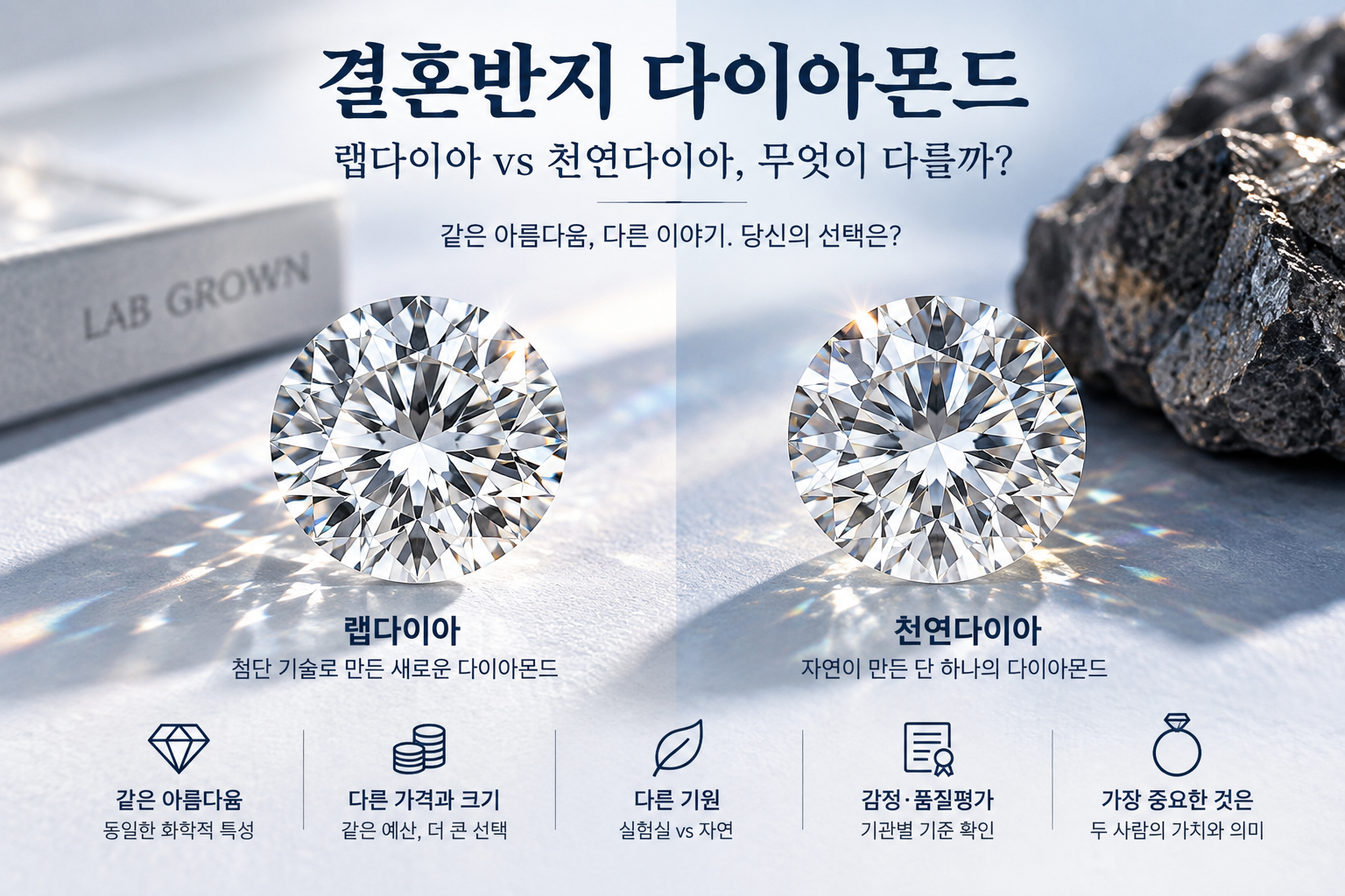 결혼반지 랩다이아와 천연다이아 차이 비교