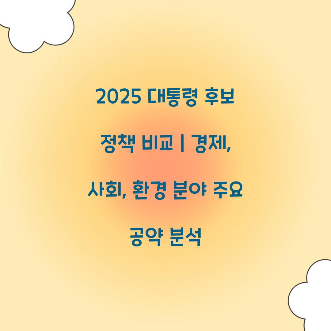 2025 대통령 후보 정책 비교