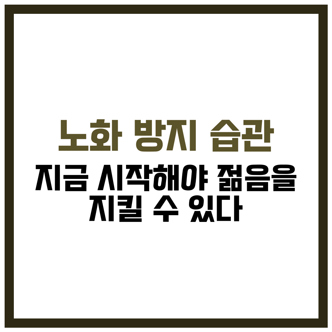 노화 방지 습관