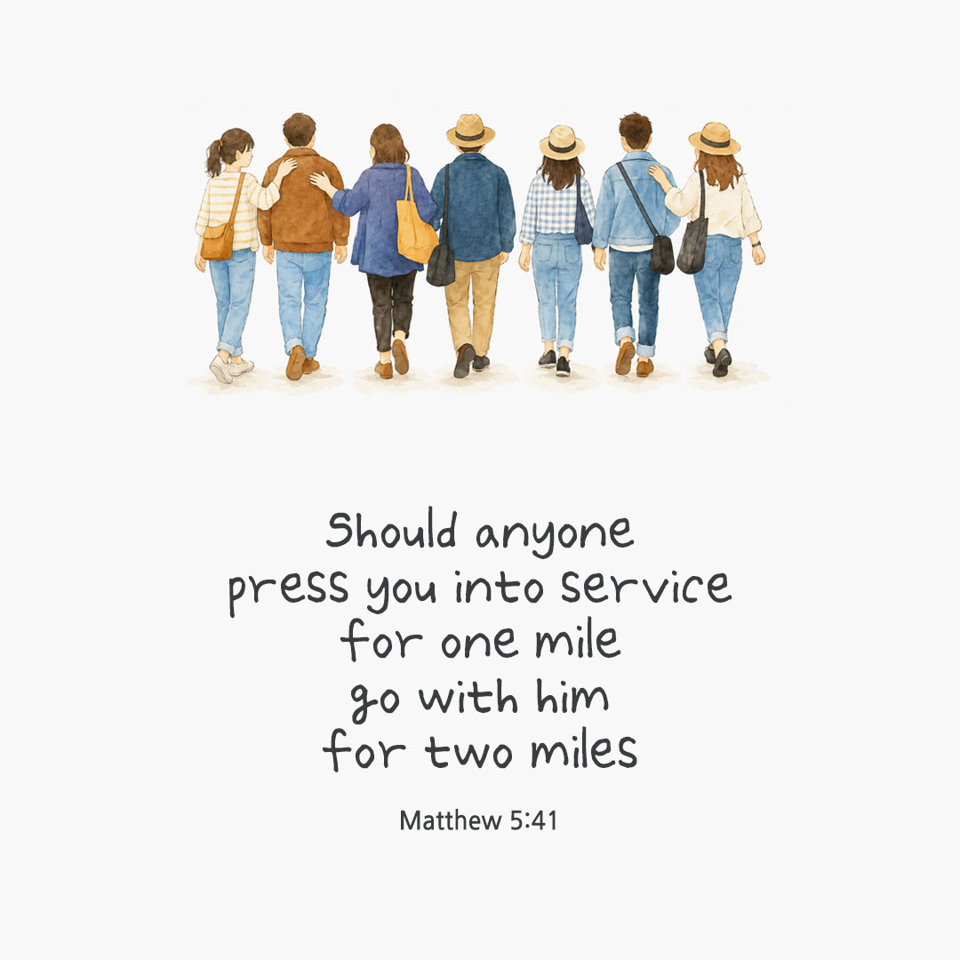 Today's Bible verse card Matthew 5:41 scripture image