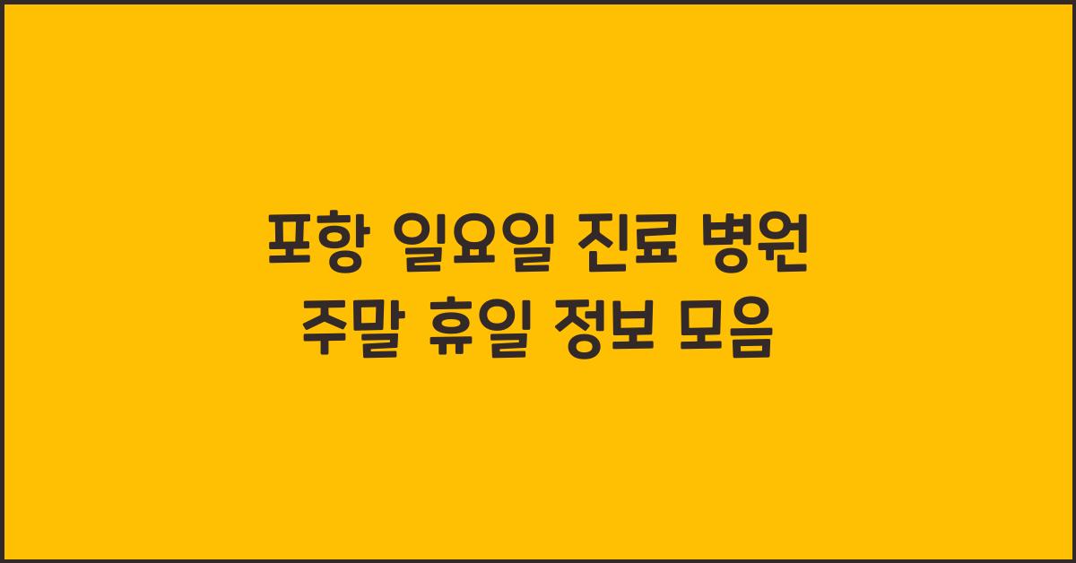 포항 일요일 진료 병원 주말 휴일