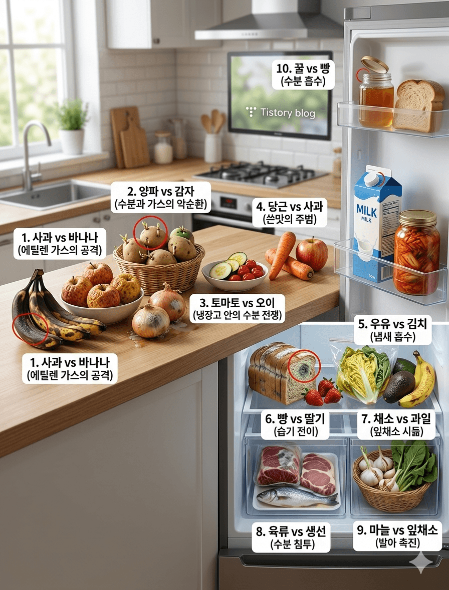 같이 두면 망가지는 음식 보관 상극 조합 10가지