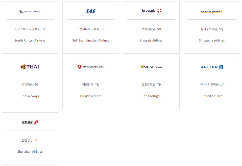 아시아나항공 스타얼라이언스 항공사