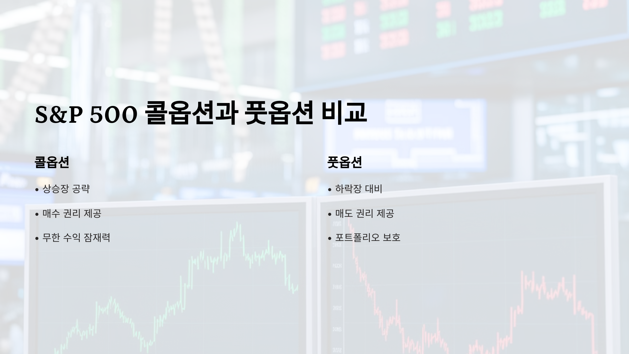 S&amp;P 500 콜옵션과 풋옵션 비교: 초보자를 위한 맞춤 투자 전략 가이드