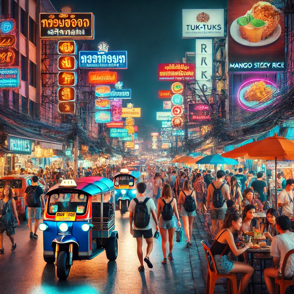 방콕-카오산로드-야경-네온사인-길거리음식-여행
