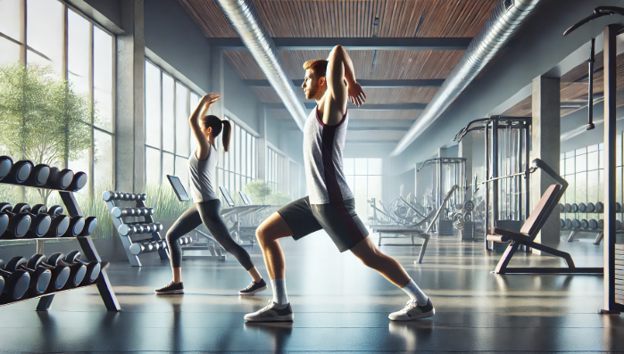 운동 전 스트레칭하는 이미지