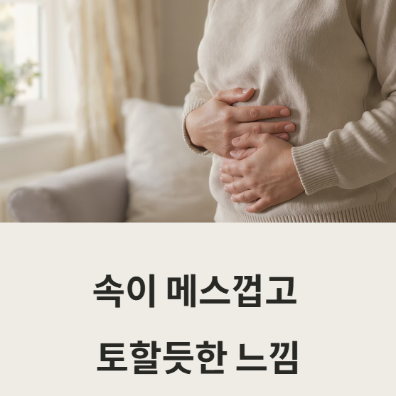 속이 메스껍고 토할듯한 느낌