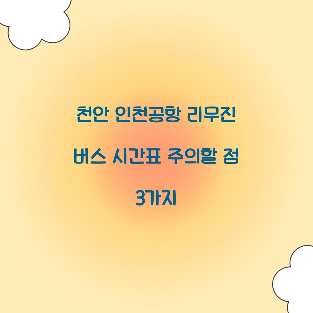 천안 인천공항 리무진 버스 시간표 주의할 점 3가지
