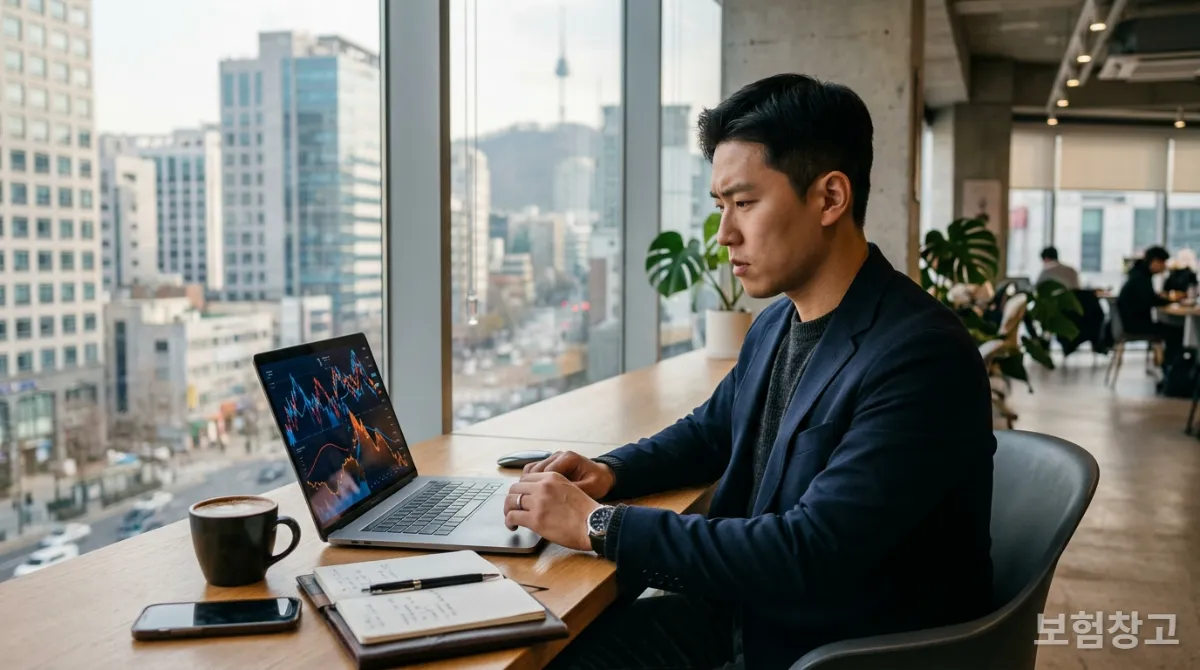 복잡한 경제 지표를 보며 2026년 재테크를 고민하는 한국인 직장인