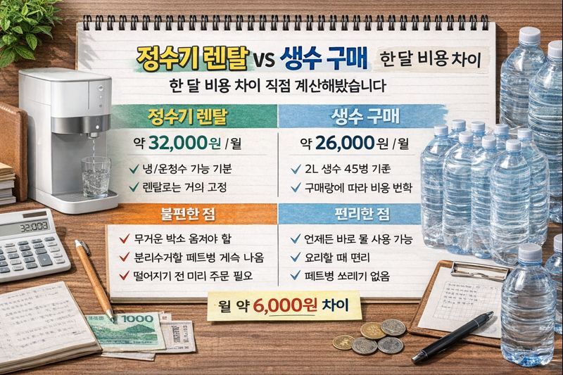 정수기렌탈vs생수구매 비용 비교