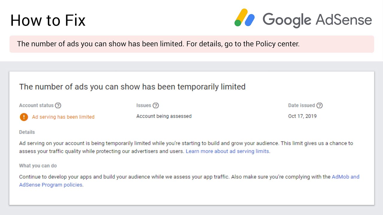구글 애드센스&amp;#44; 하나 이상의 애드센스 제품에서 표시할 수 있는 광고의 수가 제한되었습니다. 원인 해결방법
