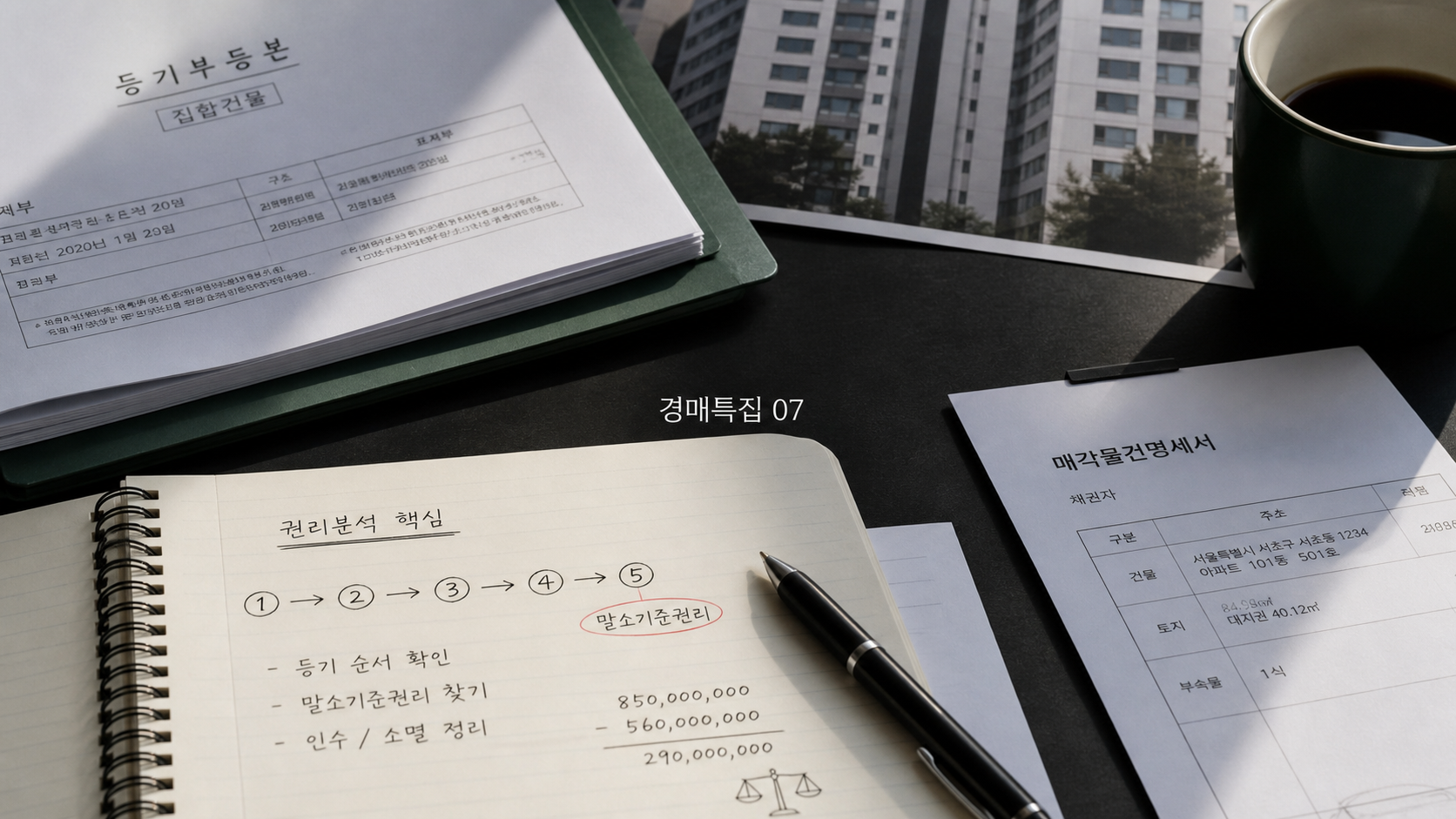 권리분석, 수학 50점도 할 수 있는 초간단 공식의 핵심 확인 항목을 정리한 부동산 경매 안내 표지