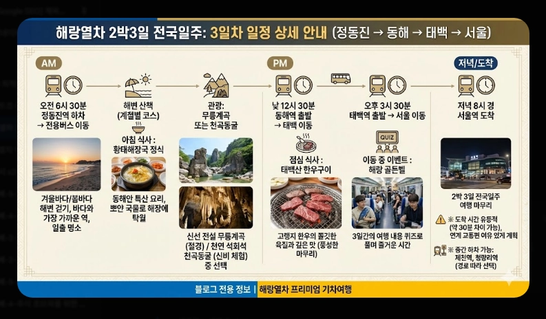 해랑열차 2박3일 전국일주 코스 [2026년 기준] 객실 가격 비교 및 할인 예약 꿀팁 (6)