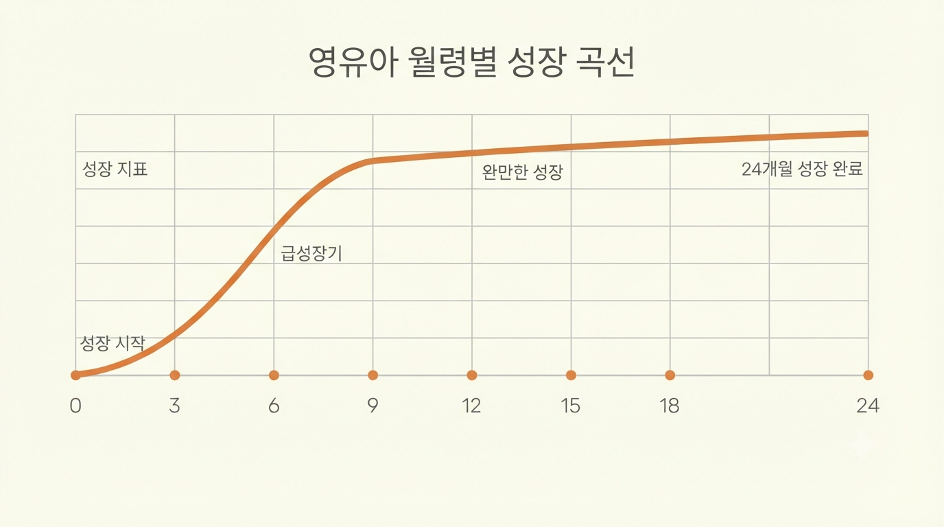 0개월부터 24개월까지 아기 체중 성장 곡선 타임라인