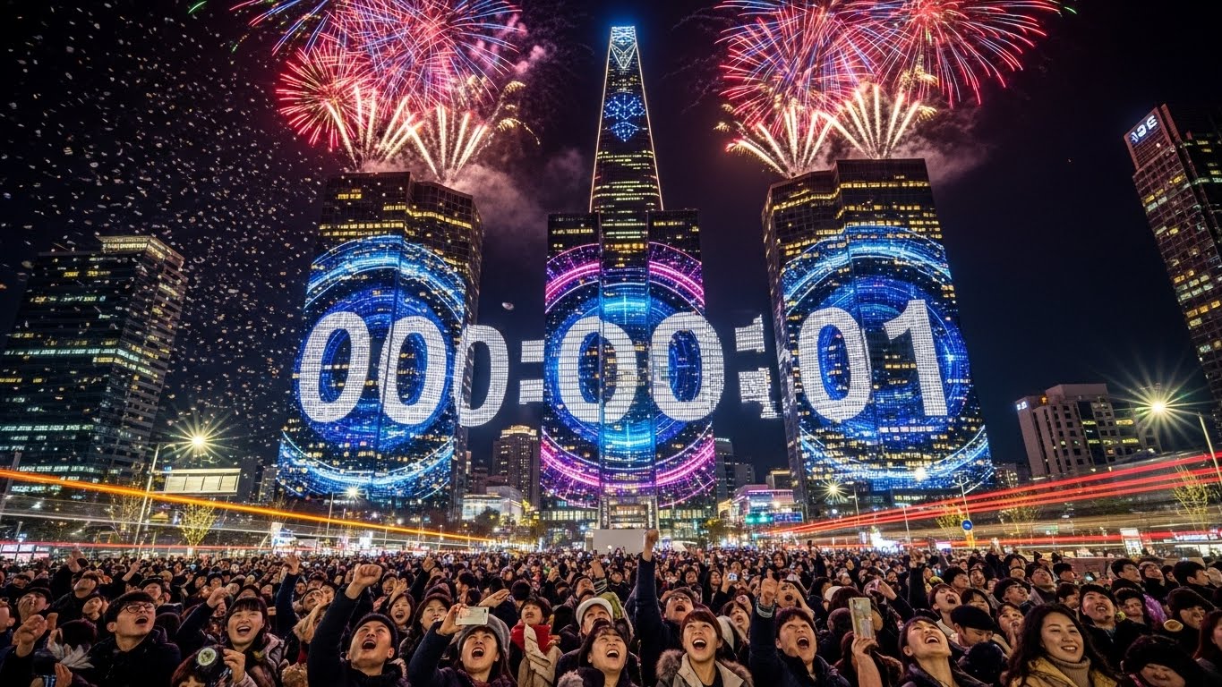 신정의 카운트다운 하는 모습