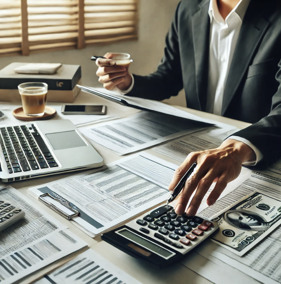 세무 전문가의 원천징수 검토하는 모습