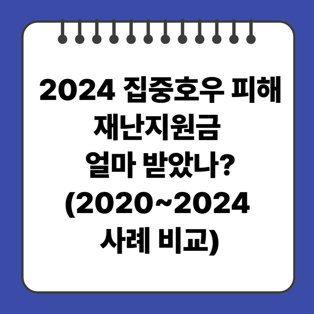 2024 집중호우 피해, 재난지원금 얼마 받았나?(2020~2024 사례 비교)