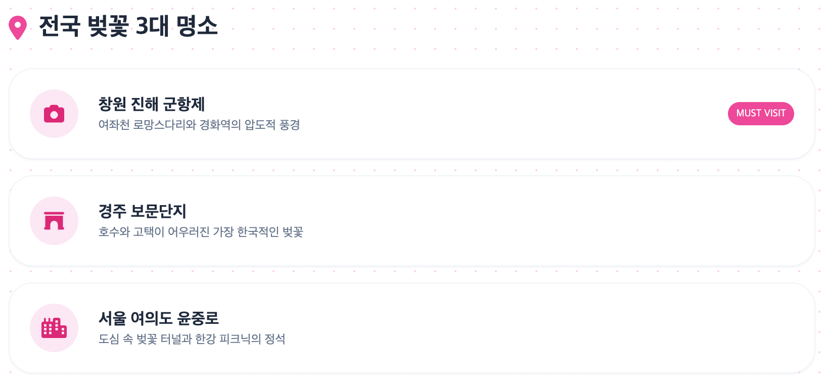 전국 벚꽃 3대 명소 인포그래픽